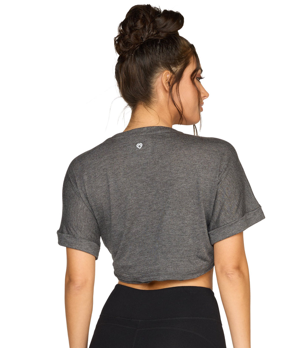 Women's Heather Charcoal Zuri Twist Crop Tee